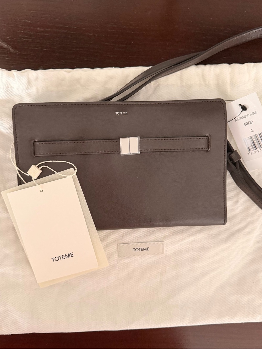TOTEME Belted Leather Crossbody Brown Brick Brand New With tags Dust Bag Silver